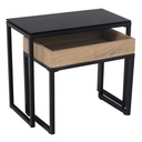Két darabos dohányzóasztal szett, tölgy színű, fekete - MARS