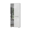 Egyajtós szekrény, polccal és akasztós résszel, tükörrel, magasfényű fehér - BRILLANCE