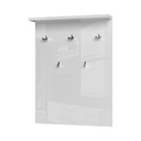 Előszoba panel, 4 akasztóval, 76 cm, magasfényű fehér - BRILLANCE