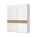 Tolóajtós gardróbszekrény, magasfényű fehér, tölgy - BOSPHORE