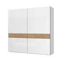 Tolóajtós gardróbszekrény, tölgy, magasfényű fehér - BOSPHORE