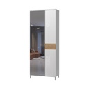 Kétajtós szekrény tükörrel, magasfényű fehér-tölgy - BOSPHORE