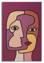 Vászon falikép 60x90 cm, absztrakt arckép, bordó - A LA 3