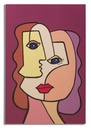 Vászon falikép 60x90 cm, absztrakt arckép, bordó - A LA 4