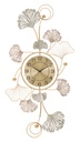 Fali dekoráció órával, ginkgo biloba, arany - TIC
