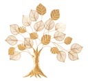 Fali dekoráció, leveles fa, arany - ARBRE