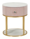 Éjjeliszekrény, fehér-rószaszín, arany lábbal - SUBLIME