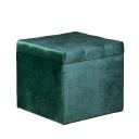 Ülőkés bársony tároló puff, sötétzöld 50 cm - MADISON
