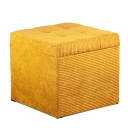 Ülőkés kordbársony tároló puff, mustársárga 50 cm - MADISON