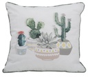 Díszpárna 45x45 cm, fehér zöld mintával - CACTUSSO
