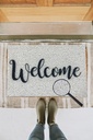 Lábtörlő, törtfehér - WELCOME