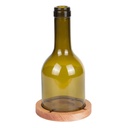 Gyertyatartó újrahasznosított üvegből, fa talppal - BOTTLE1