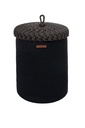Fonott pamutkosár, fedeles, 36 cm, Fekete - SAIGON