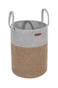 Fonott pamutkosár, 36 cm, Szürke-természetes - PITCHU