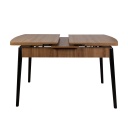 Bővíthető étkezőasztal tölgyszinű fekete lábakkal, 130/165 x 80 cm - KLEBER