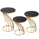 Lerakóasztal szett 3 db-os, fekete márványminta, arany vázzal - CARMEN