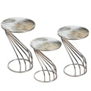 Lerakóasztal szett 3 db-os, szürke márványminta, ezüst vázzal - CARMEN