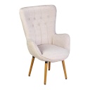 Fülesfotel bézs, fa lábakkal - KIERSTEN