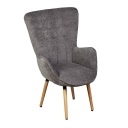 Fülesfotel szürke, fa lábakkal - KIERSTEN