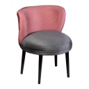 Fotel bársonyszövet púderrózsaszín és sötétszürke, fekete lábakkal - DUO