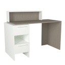 Íróasztal polccal, fehér, szürkésbarna - MAXENCE