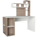 Íróasztal polccal, fehér, sonoma tölgy  - CORAIL