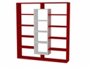 Könyvespolc, fehér, piros, 125x135,7 cm - CARRE