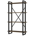 Könyvespolc, fém kerettel, tölgy színű, 30x150 cm - LOFT