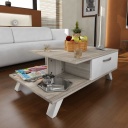 Dohányzóasztal lenyitható tárolórésszel, világos tölgy, fehér - BLOUSE