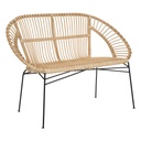 2 személyes Rattan pad, fém lábakkal, tölgy színű - TOILE