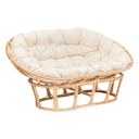 2 személyes rattan pad, ülőpárnával, fehér tölgy - FARNIENTE