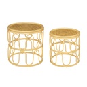 Rattan-bambusz lerakóasztal 2db-os szett, tölgy színű - VILLIERS