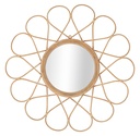 Fali tükör, rattan kerettel, virág alakú, 65,5 cm - GLIN