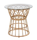 Rattan lerakóasztal, üveg lappal, kerek, 50 cm - MISTRAL2