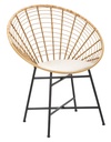 Rattan fotel, fém lábakkal, fehér párnával - SOLEIL