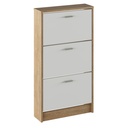 Cipősszekrény, 3 soros, tölgyszínű ,fehér - LENA 2