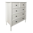Komód, 5 fiókos, fehér - HILDEGARDE