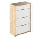 Komód 4 fiókos, tölgy színű, fehér - MAURICE