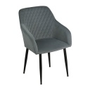 Étkezőfotel steppelt, bársony ezüstszürke fekete lábbal - FOLCONE