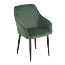 Étkezőfotel steppelt, bársony sötét zöld fekete lábbal - FOLCONE
