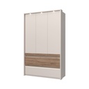 Három ajtós gardróbszekrény, világítással, kasmír, tölgy színű - CHAMBERY