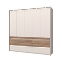 Öt ajtós gardróbszekrény, világítással, kasmír, tölgy színű - CHAMBERY