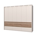 Hat ajtós gardróbszekrény, világítással, kasmír, tölgy színű - CHAMBERY