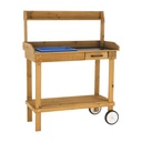 Kerti munkaasztal mosdó résszel, tölgy színű, barna - ROULOTTE