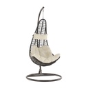 Műrattan függőfotel, sötétbarna, krémszínű párnával - RUCHE