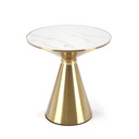 Kerek dohányzóasztal, fehér márvány, arany  - CALINE