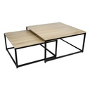 Két részes dohányzóasztal szett, tölgyszínű, fekete kerettel - DUPLO