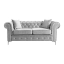 Bársonyszövet, kétszemélyes kanapé, ezüstszürke - MAJESTUEUX