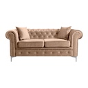 Bársonyszövet, kétszemélyes kanapé, világosbarna - MAJESTUEUX