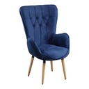 Fülesfotel bársony királykék, fa lábakkal - KIERSTEN